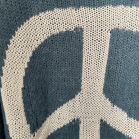 Wildfox Blue Knit Peace Sign Knit Sweater - Picture 3 of 3